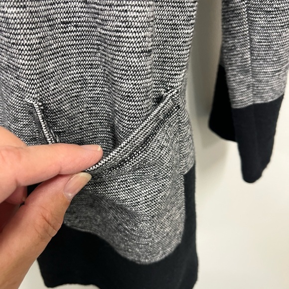 Talbots Open Front Cardigan in Black, Gray, and White Cotton ColorBlock Women L - Picture 8 of 9
